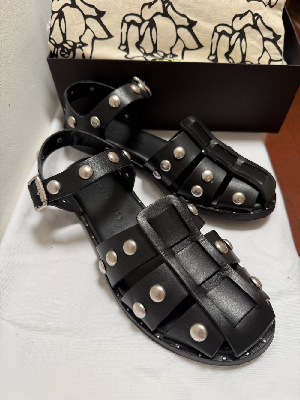 Freda Salvador SERA FISHERMAN SANDAL Black Studded Sandals - Picture 6 of 14